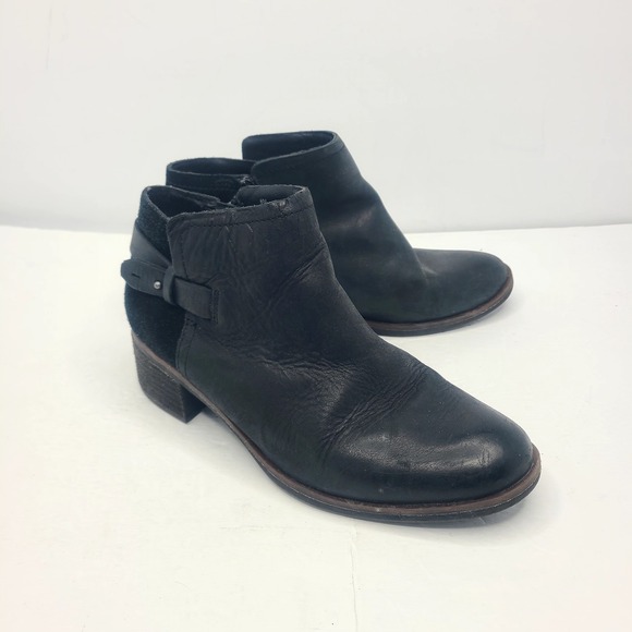Korks Shoes - Korks Sonya Women's Black‎ Leather Suede Zip Up Ankle Bootie Sz 8 M